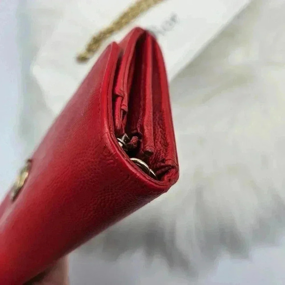 Dior Textured Red Grained Leather Wallet-on-Chain - Picture 13 of 16